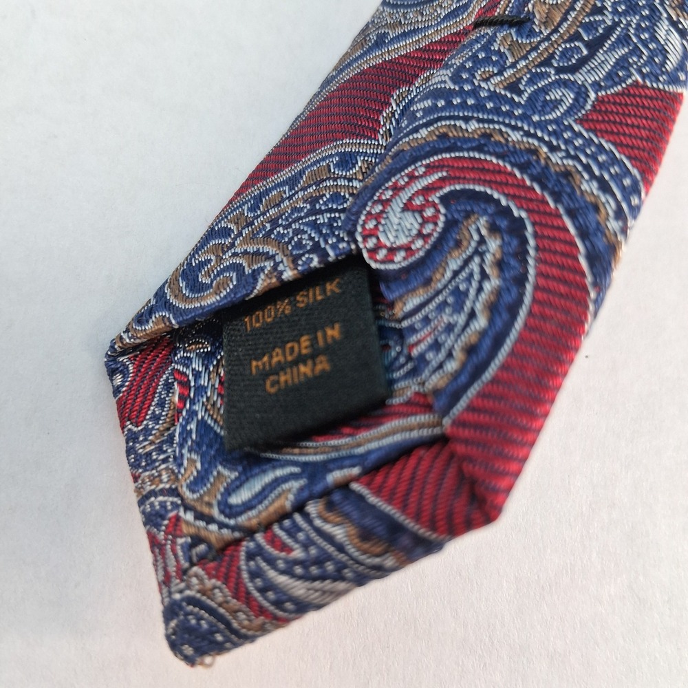 Jos. A. Bank Necktie Mens OS Red Paisley Reserve 100% Silk Classic Woven Tie - Picture 4 of 10